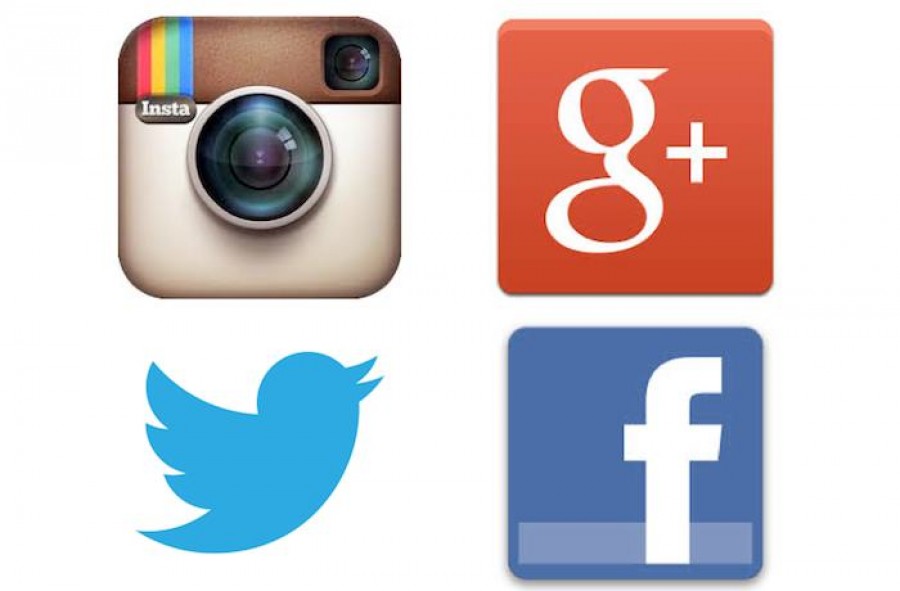 Social Media Logos - Twitter, Instagram, Facebook and Google+ Social Media Logos - Twitter, Instagram, Facebook and Google+